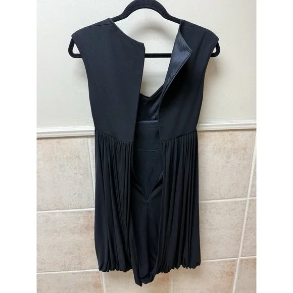 Badgley Mischka Black Cowl Neck Cocktail Dress Bubble Hem Sleeveless Size 0 - Picture 10 of 13